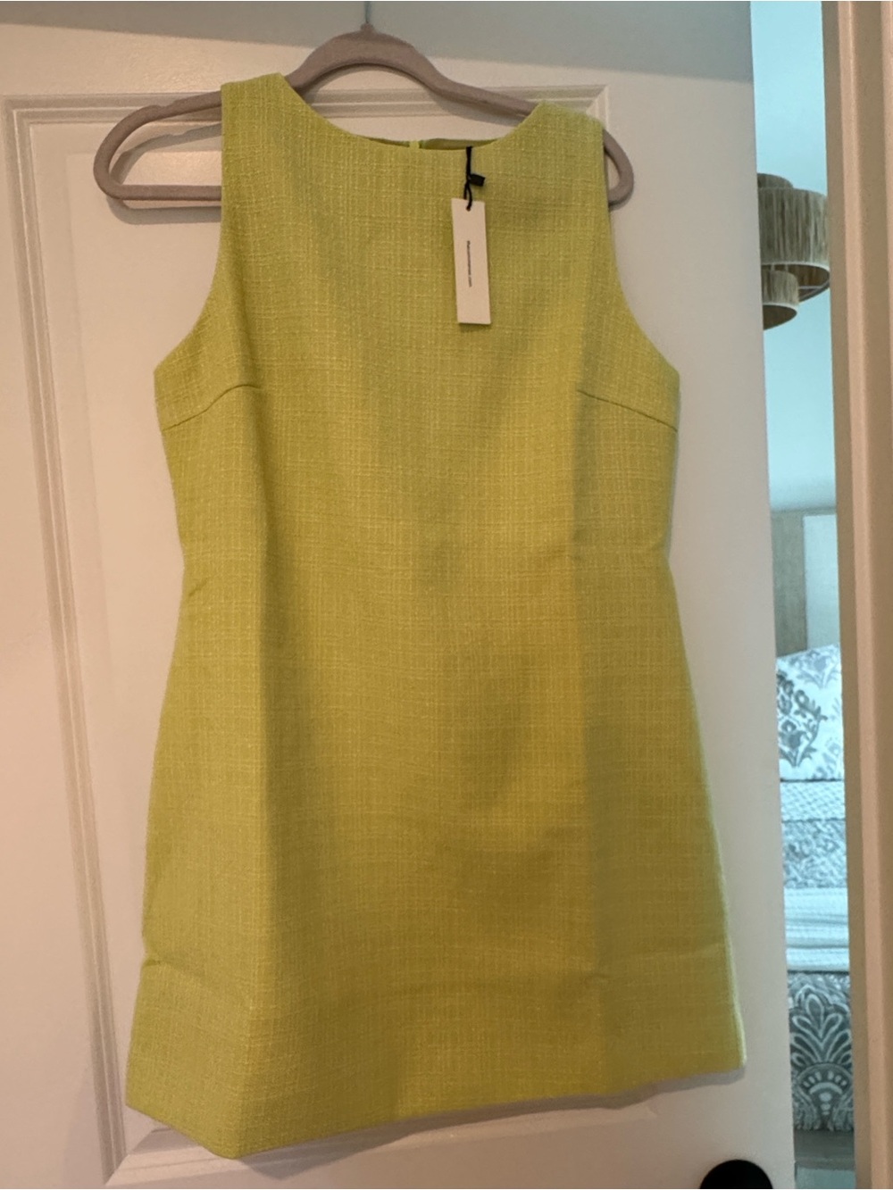 Commense Mini Dress in Light Lime Green Tweed